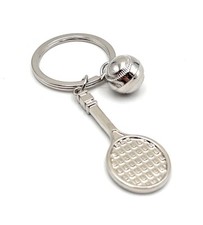 Raquette De Squash Avec Ballon Porte-Clés En Métal Argenté