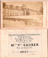 France, Brest, guns in front of a barracks, Fautras barracks? Vintage CDV Albumen 
