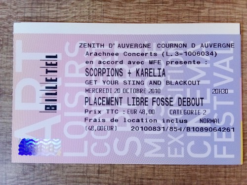 Billet concert scorpions - billet, de