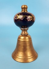Cloche clochette ancienne vintage de table en laiton et ceramique France