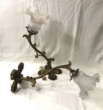 old pair of GOTHIC bronze sconces 19th century lamp tulip luminaire 40 cm