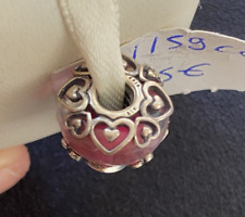 Charms PANDORA En Argent 925 Et Verre De MURANO rose avec cœur/6416V3