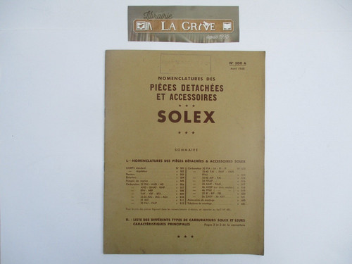 Solex nomenclatures des - nomenclatures,