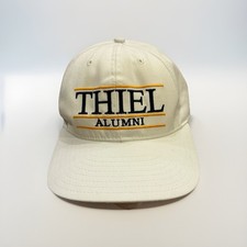 VINTAGE Thiel Alumni Mens White Bar Adjustable SnapBack Hat Baseball Cap USA