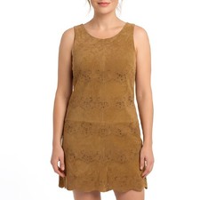 Robe en cuir véritable daim