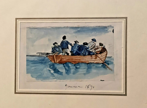 Anonyme aquarelle marins - -,
