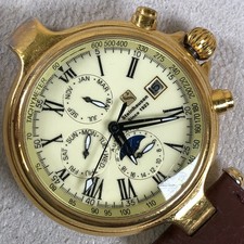 Vintage Steinhausen Men Dress Moon Phase Leather Automatic Analog 39mm Watch