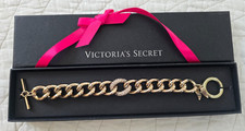NEW IN BOX Victoria's Secret Heavy Link Chain Bracelet Rhinestone Detail 8”