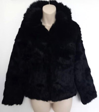 F.L.A.G Accessories Black Rabbit Lapin Real Fur Jacket/ Short Coat size S - 10Uk
