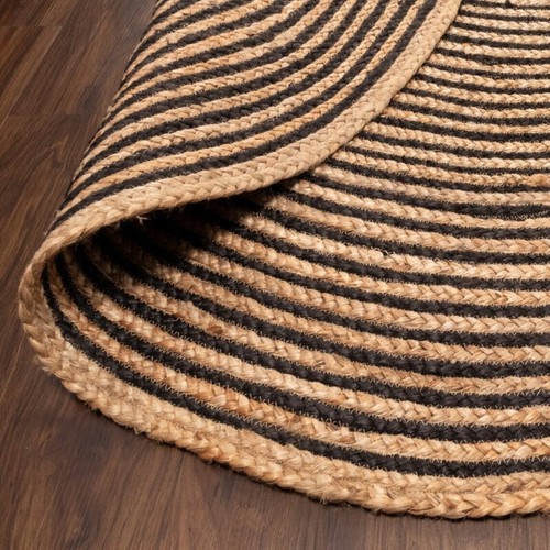 Tapis rond indien - naturel, noir