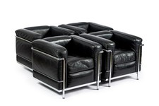 Set of Four Cassina LC2 Black