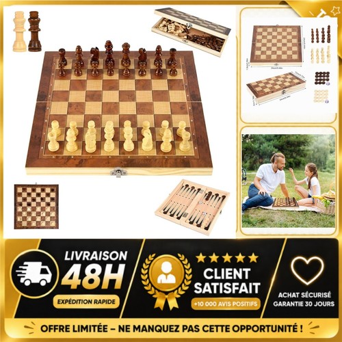 Jeu échecs bois en 1 - bois,