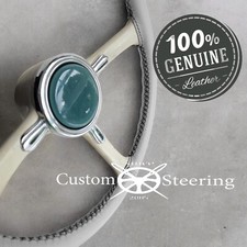 Pour Nissan Figaro 1989-1991 Luxe Gris Clair Véritable Housse Volant Cuir