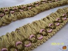 Ancien galon en soie. Couleur bronze et rose.  Vente au mètre. N°333