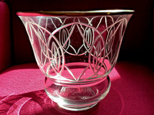 BACCARAT STUNNING ART DECO CARVED CRYSTAL VASE STRAPPING SOLID SILVER