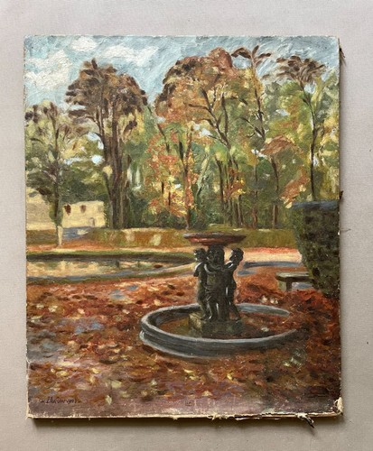 Fontaine dans parc huile - un, parc,