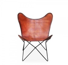 Fauteuil Papillon En Cuir Brun