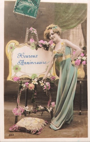 Femme elegante robe - cp,