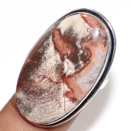 Bague agate argentée - en,
