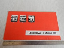 ORIGINAL 1959 SIMCA BROCHURE PRICE LIST STARS ARONDE ARIANE IN ITALIAN