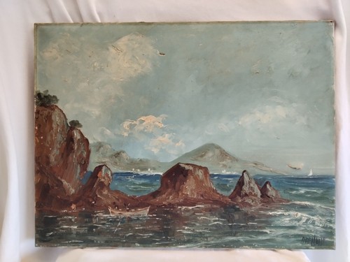 Tableau huile sur - toile, marine