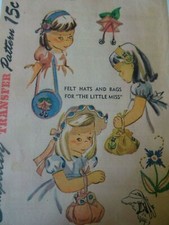 7272 PATRON VINTAGE SIMPLICITY   ANNEE 1940  COIFFE ET SAC  POUR PETITE FILLE