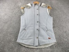 ROXY Jacket/Vest Small Sleeveless Zip Up Bodywarmer Grey Fluffy Womens Hooded