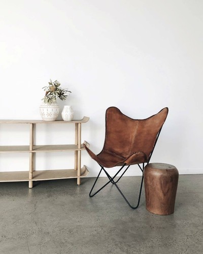 Chaise papillon cuir - papillon, en