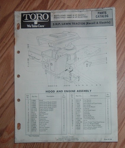 Toro parts catalog 5hp lawn - toro,