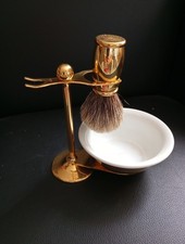 Ensemble de barbier blaireau+ serviteur de rasage Plisson Joris plaqués Or 24 K 