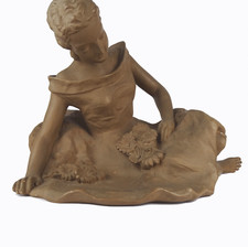 Goldscheider Vienne, J. Schuster, figurine fille aux fleurs 8764 Austria années 40
