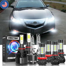 For Acura TL 2009-2014 -8PCS Front LED HID Headlights Hi/Lo+DRL Fog Light Bulbs