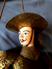 OLD ITALIAN ROD PUPPET Musketeer in armor debXX h45cm