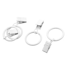 White metal curtain rings hanging hooks 25mm inner diameter 4pcs