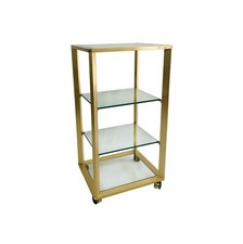 Pierre Vandel Hollywood Regency Gold Etagere 1970s Vintage Shelving brass glass