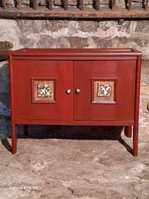 Rare Petit Buffet 40. Carré De Faïence Bordé de Cuivre. 