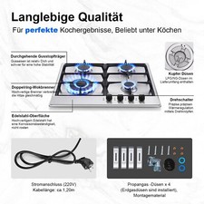 4 feux gaz inox cuisine