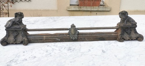 Paire ancien chenets barre - d,