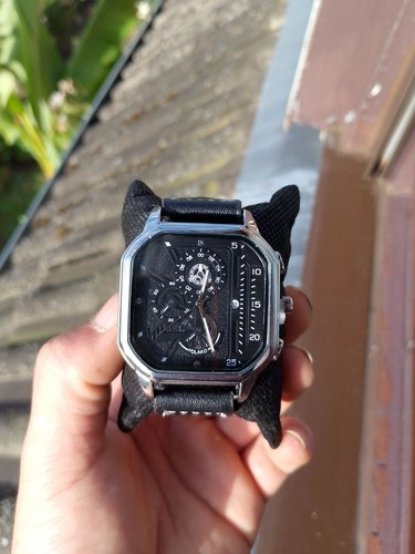 Montre homme cuir noir grand - noir,