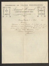 MONTIGNY-MAIGNELAY (60) CHARBON BRIQUETTES BOULETS "Armand HAMEL" en 1924