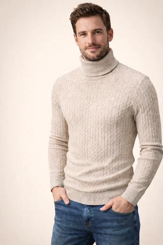 Pull col roulé - , en