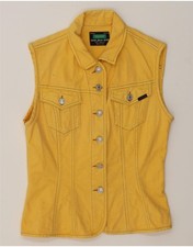 BENETTON Womens Denim Gilet IT 44 Medium Yellow Cotton BZ05