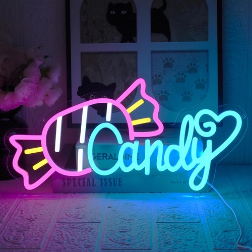 Panneau néon candy enseigne - panneau,