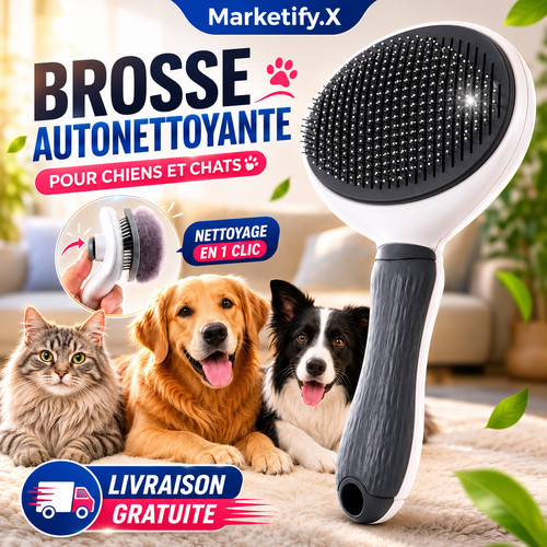 Brosse autonettoyante chien - brosse,