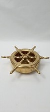 Cendrier Barre Gouvernail Roue Navigation Bateau Maritime Laiton Bronze Vintage