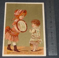 CHROMO 1880-1899 A LA PARISIENNE CLERMONT-FERRAND RIDDLE BABY MIRROR