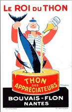 Vintage Advert Postcard a/s Baudrier Tuna King Fisherman Adds Tuna & Oil to Can