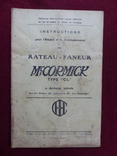 emploi & fonctionnement  rateau faneur Mc CORMICK type CL / 1932