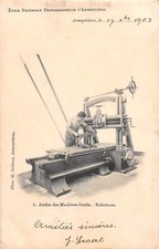 Old postcard 59 vocational school of armentieres workshop planer tools (rare postcard