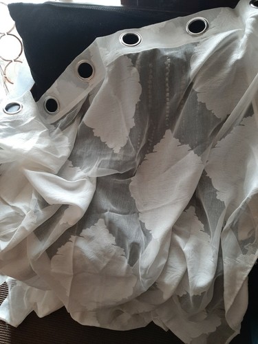 Rideau voile blanc motifs - 1,